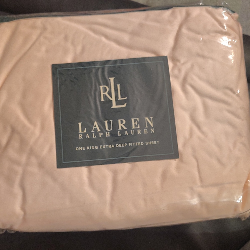 Ralph Lauren Vtg Solid Pink King Deep Fitted Sheet